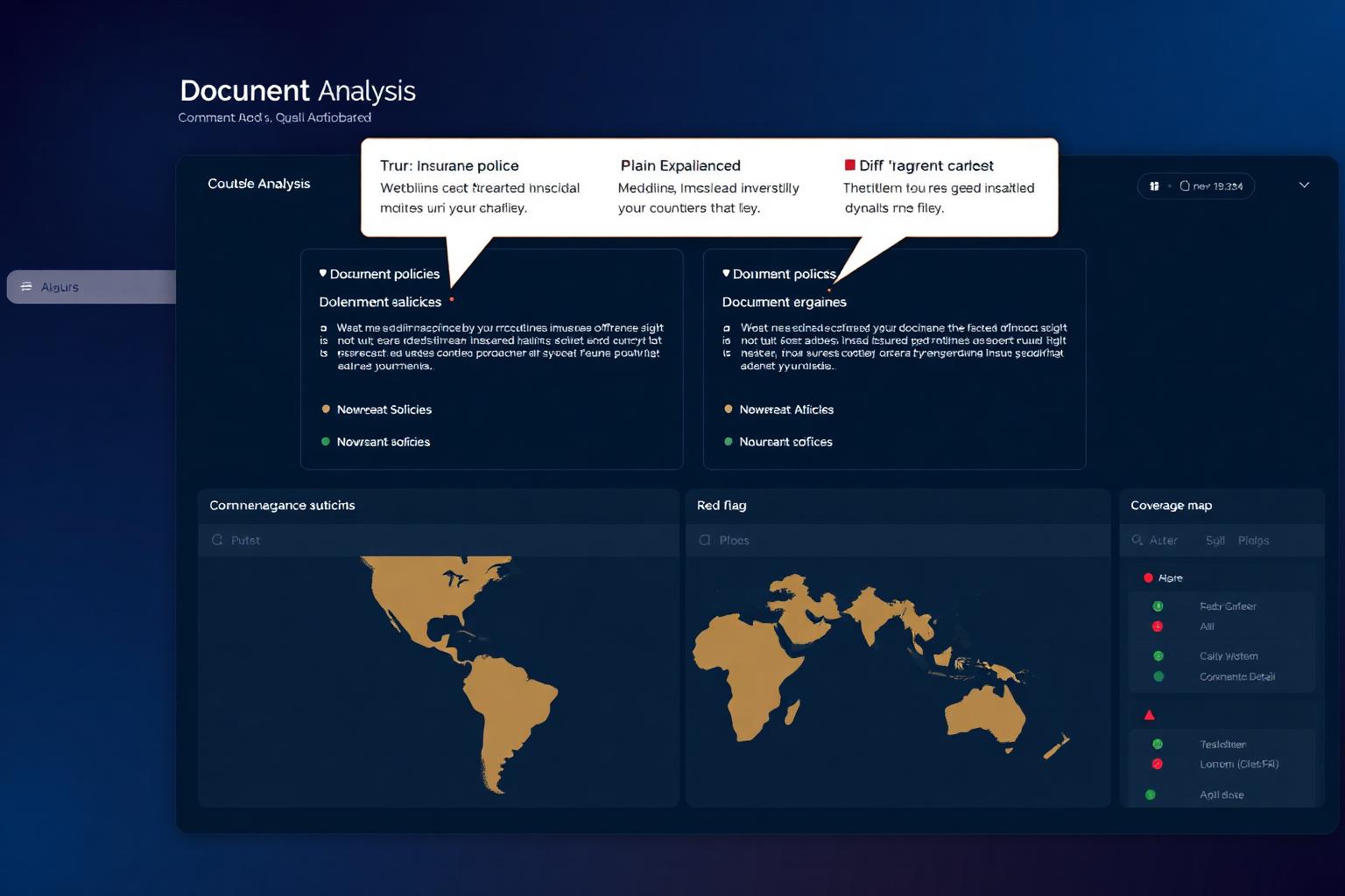 Document Analysis showing two policies compared with diff highlights