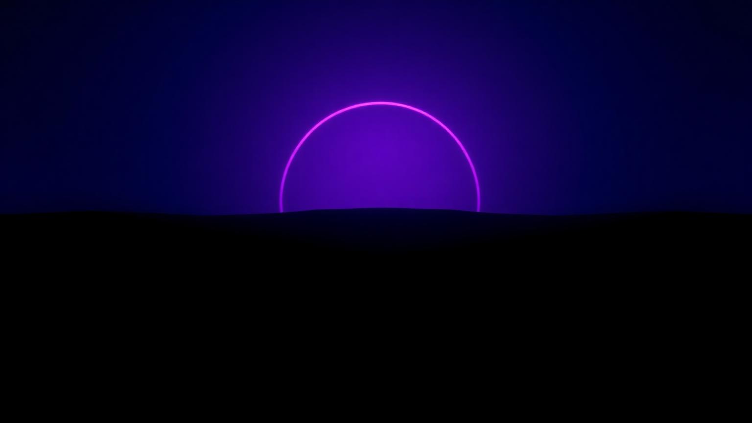 A glowing magenta arc rising over a dark midnight horizon, like a sun coming up.